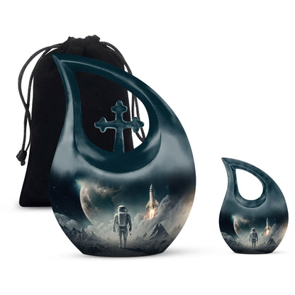 10-inch Cross Drop Astronaut Urn, customizable Aluminium 