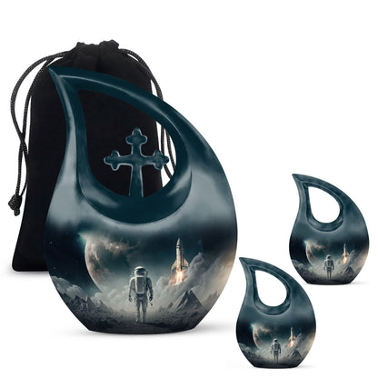 10-inch Cross Drop Astronaut Urn, customizable Aluminium 