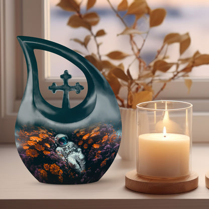 10-inch Aluminium Astronaut Urn with Cross Drop Design,