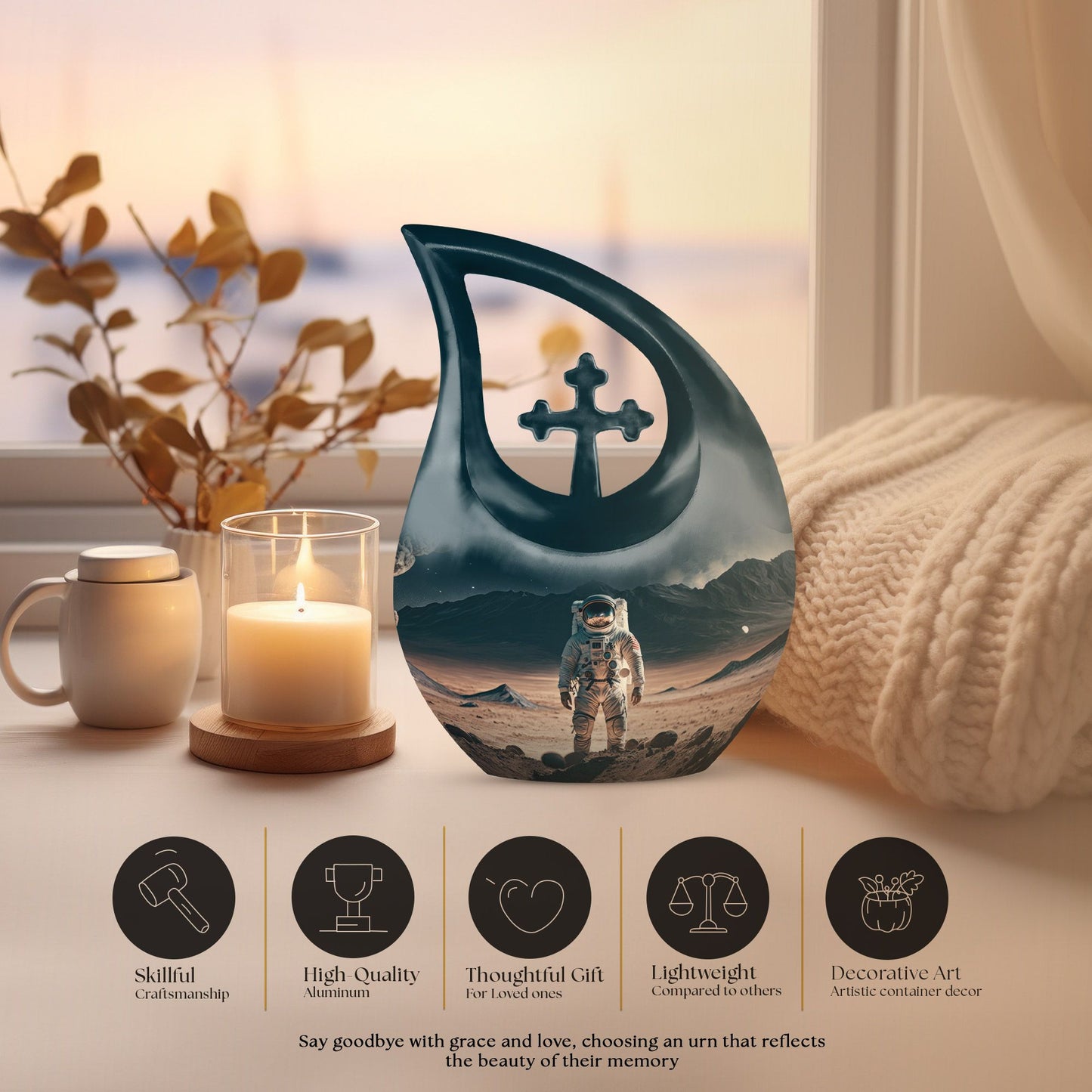 10-inch Cross Drop Astronaut Urn made 