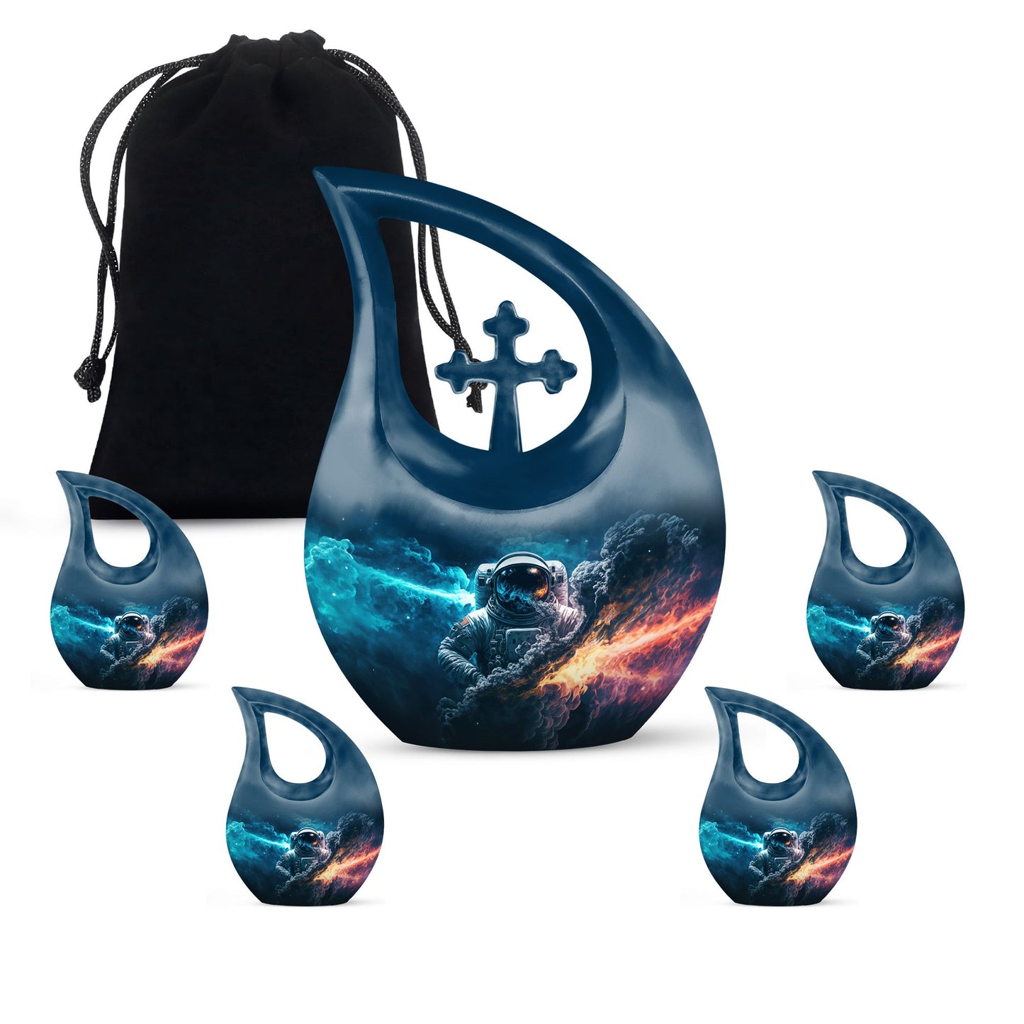 10-inch Astronaut Urn with Cross Drop design, comes 