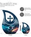 10-inch Astronaut Urn with Cross Drop design, comes 
