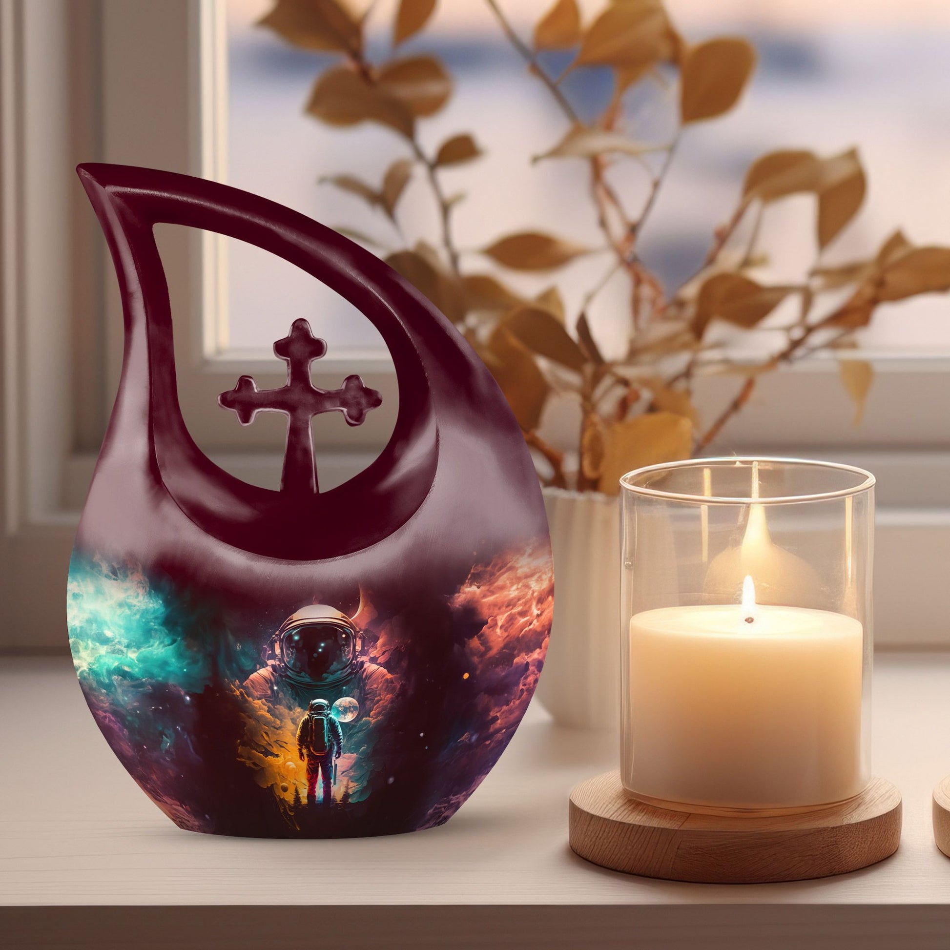 Astronaut-themed Cross Drop companion urn
