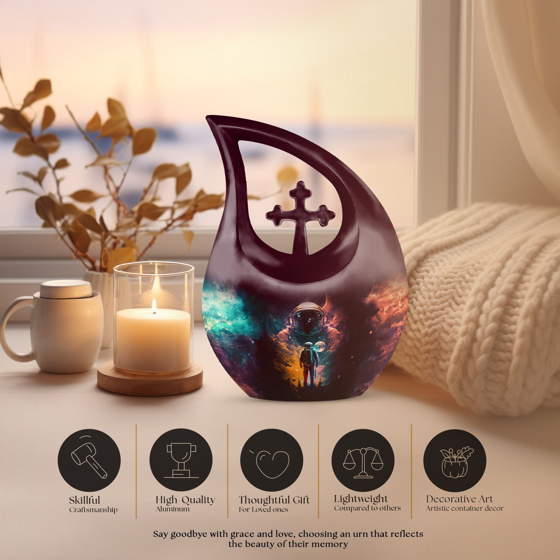 Astronaut-themed Cross Drop companion urn