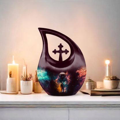 Astronaut-themed Cross Drop companion urn