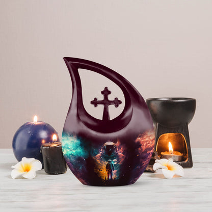 Astronaut-themed Cross Drop companion urn