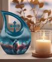 Astronaut Cross Drop 10 Inch Burial Urn, Aluminium Large Funeral Urn with Personalized Engraving, Capacity 200 cubic inches