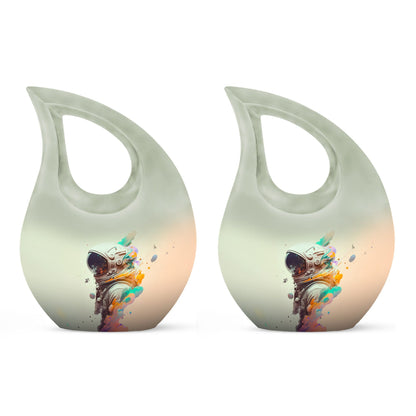 10 inch Astronaut Memorial Urn with Cross Drop design, 