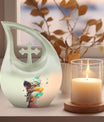 10 inch Astronaut Memorial Urn with Cross Drop design, 