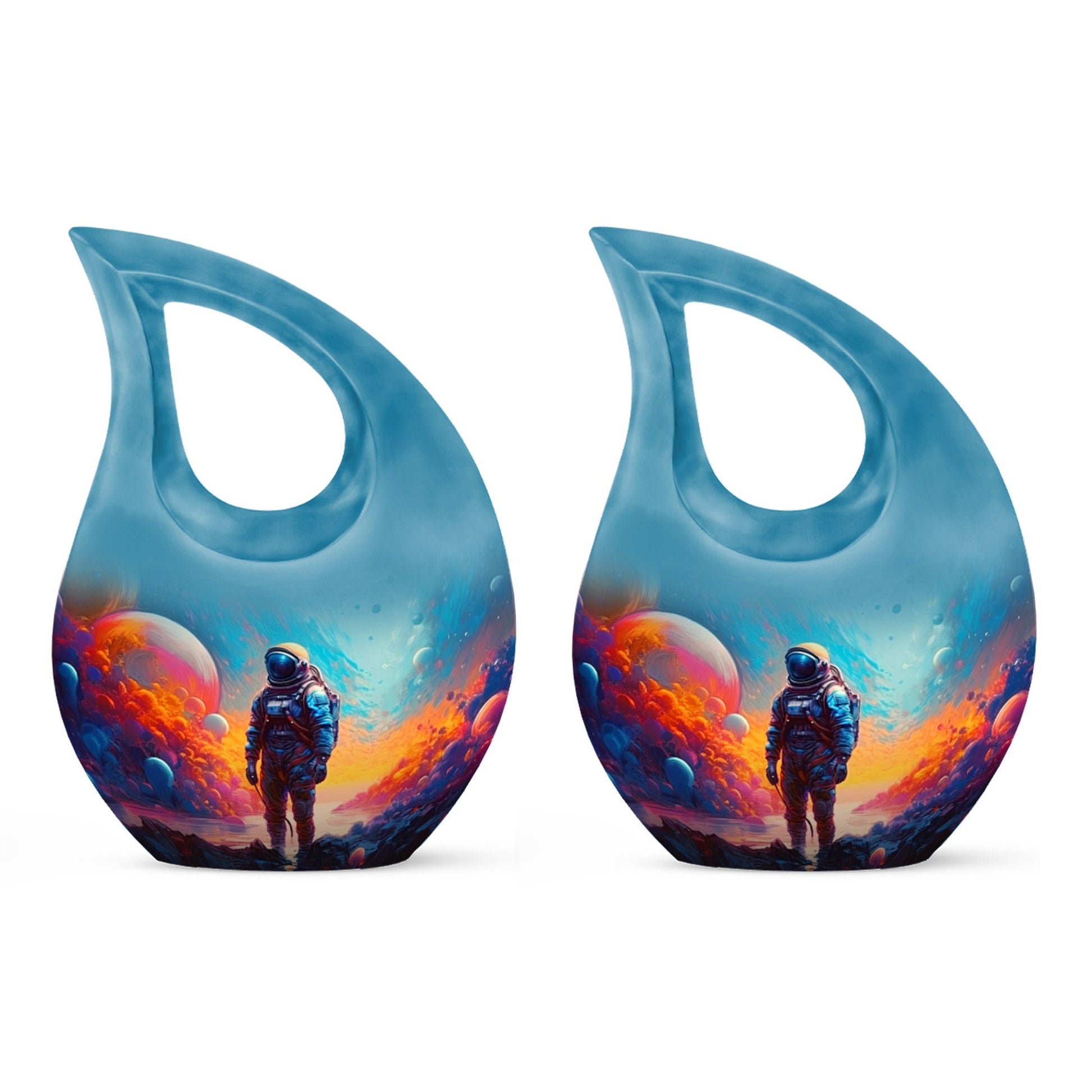 10-inch Astronaut-themed Modern Urn with Cross