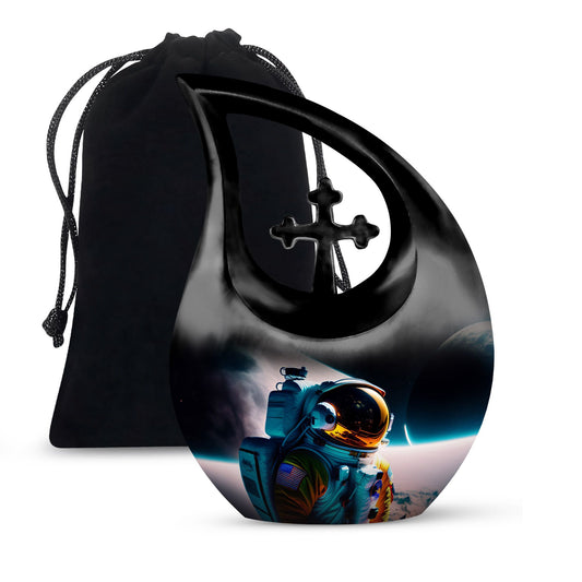 10-inch Astronaut themed aluminum burial urn