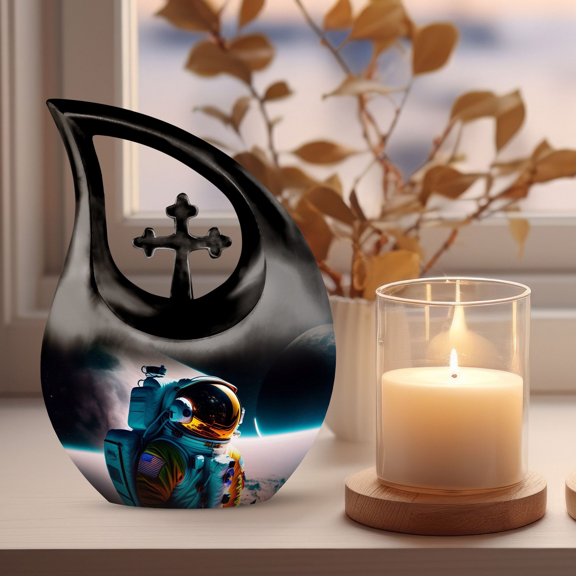 10-inch Astronaut themed aluminum burial urn