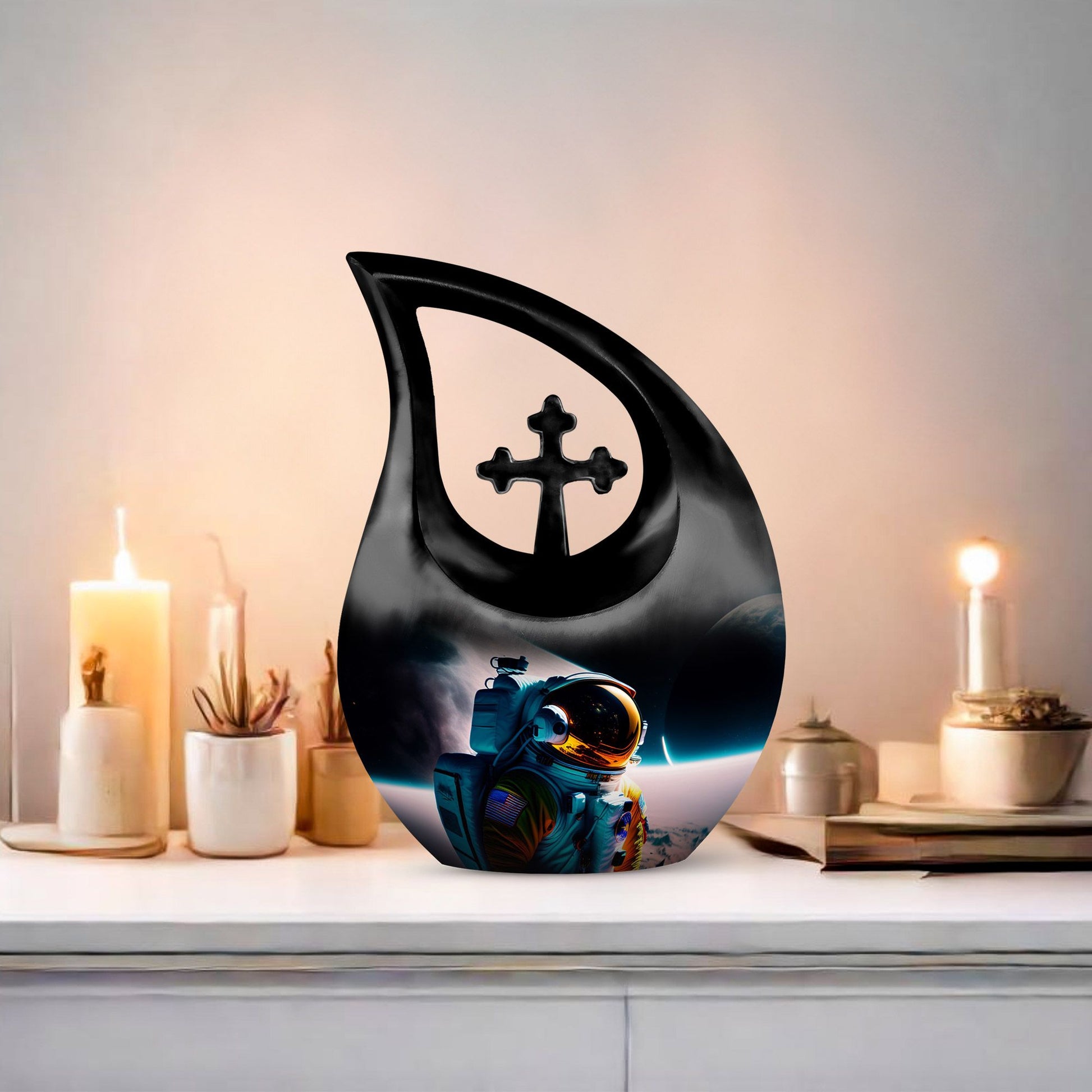 10-inch Astronaut themed aluminum burial urn