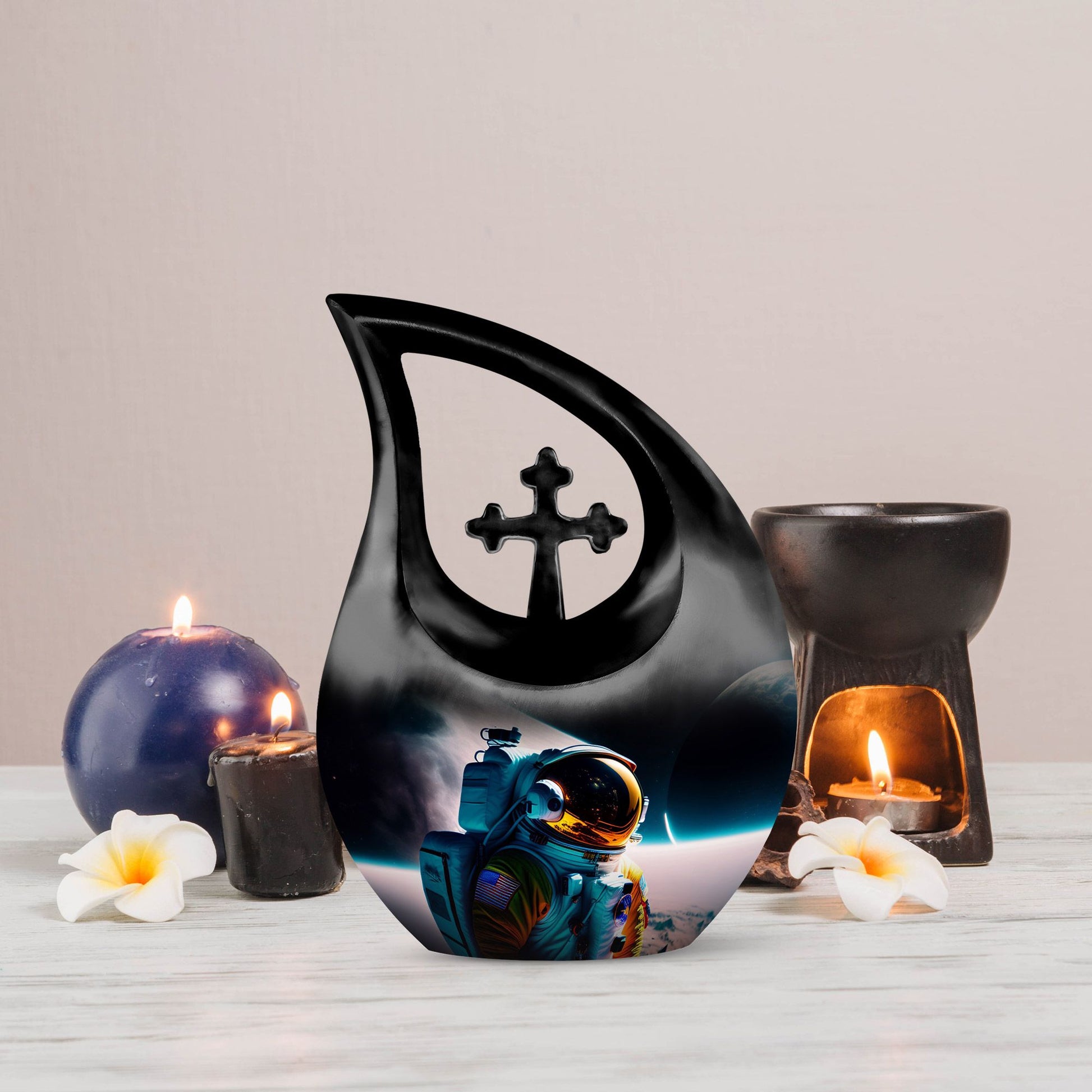 10-inch Astronaut themed aluminum burial urn