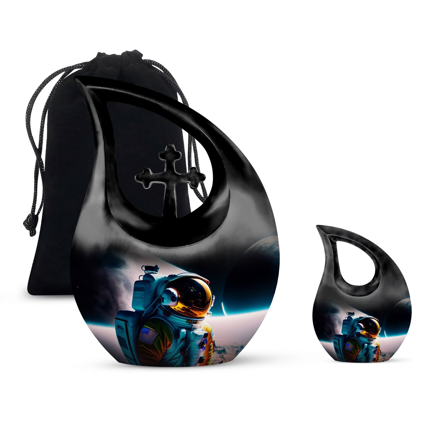 10-inch Astronaut themed aluminum burial urn