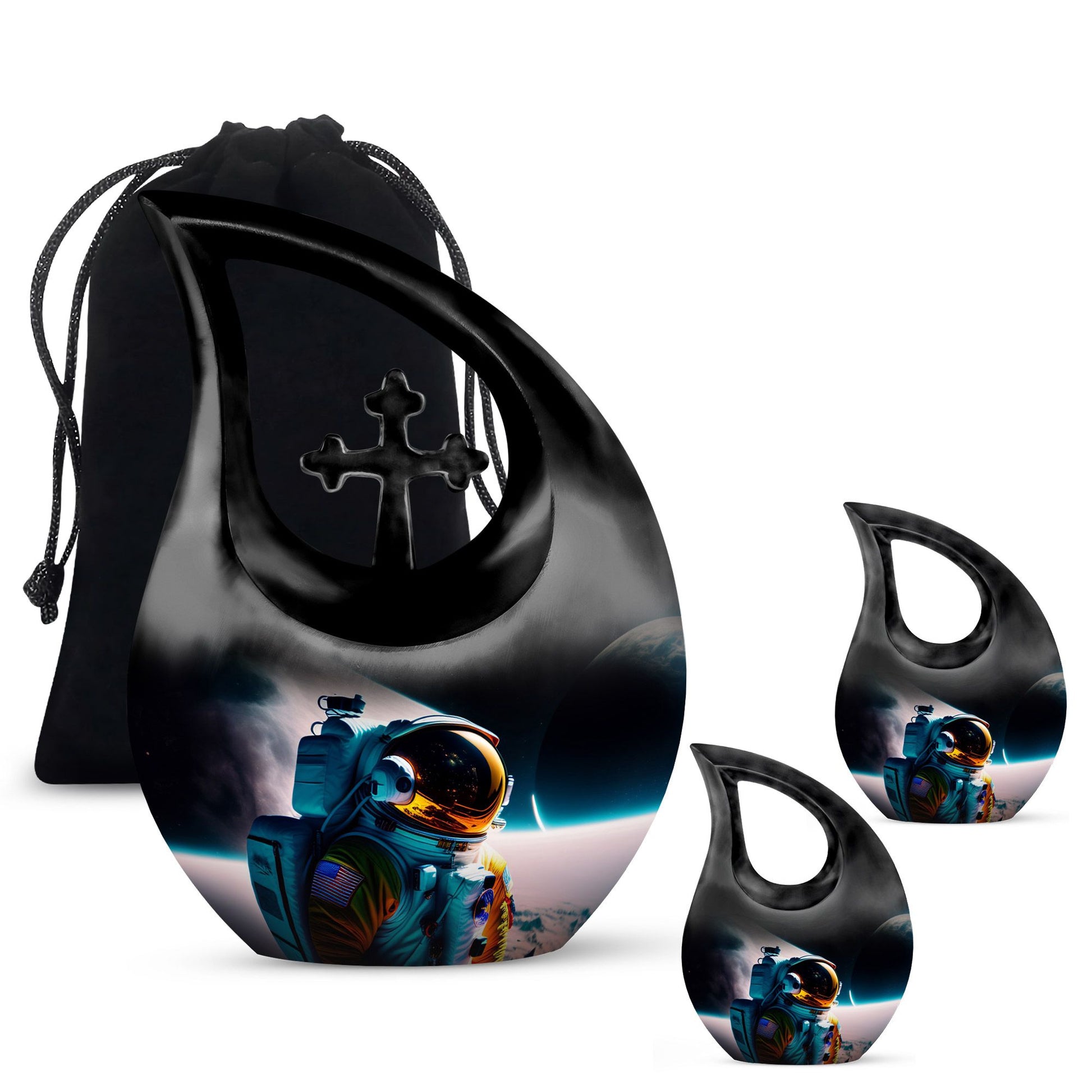 10-inch Astronaut themed aluminum burial urn