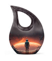 10-Inch Astronaut Urn with Engravable Cross Drop Design,