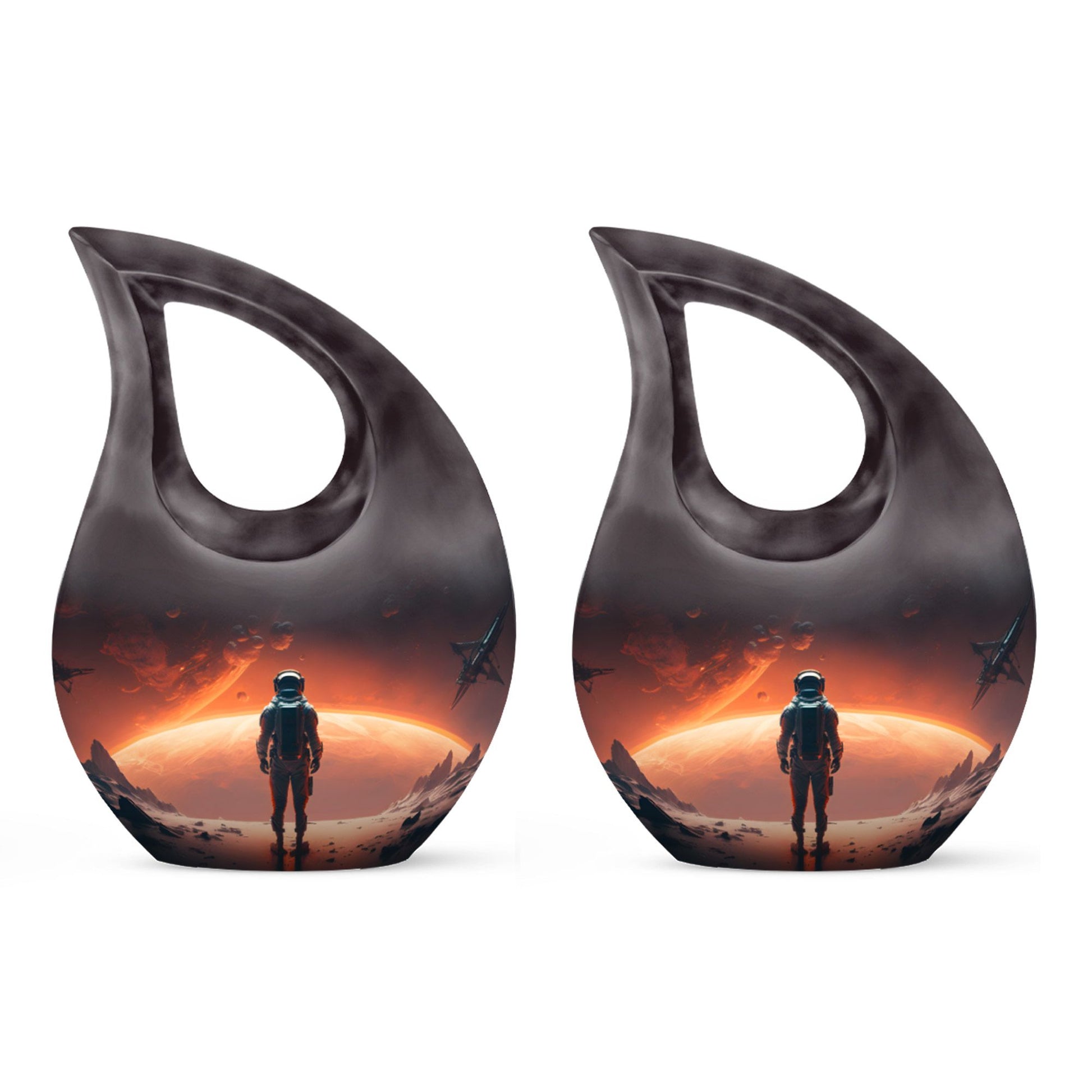 10-Inch Astronaut Urn with Engravable Cross Drop Design,