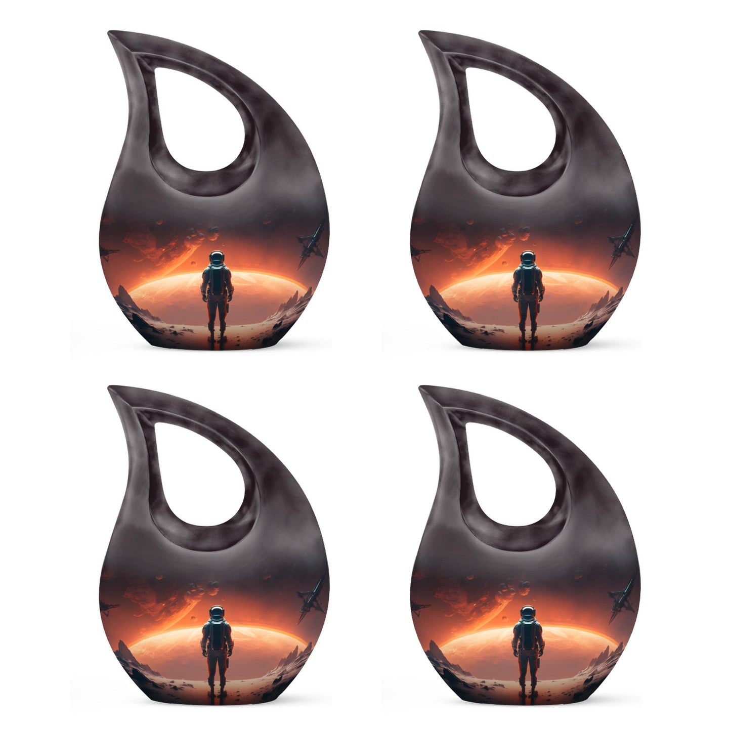 10-Inch Astronaut Urn with Engravable Cross Drop Design,
