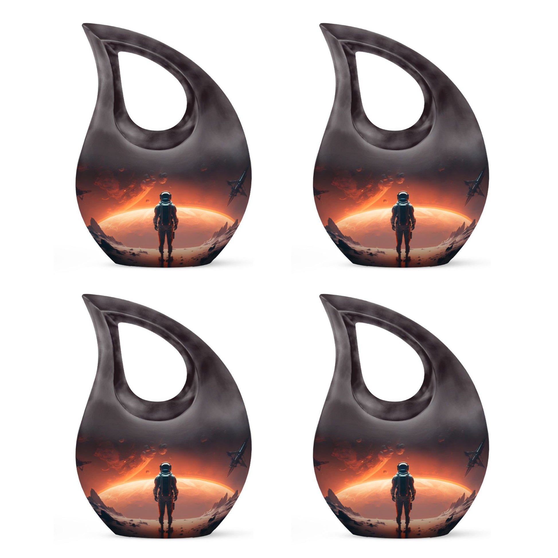 10-Inch Astronaut Urn with Engravable Cross Drop Design,