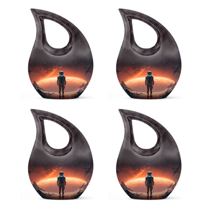 10-Inch Astronaut Urn with Engravable Cross Drop Design,