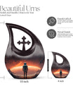 10-Inch Astronaut Urn with Engravable Cross Drop Design,