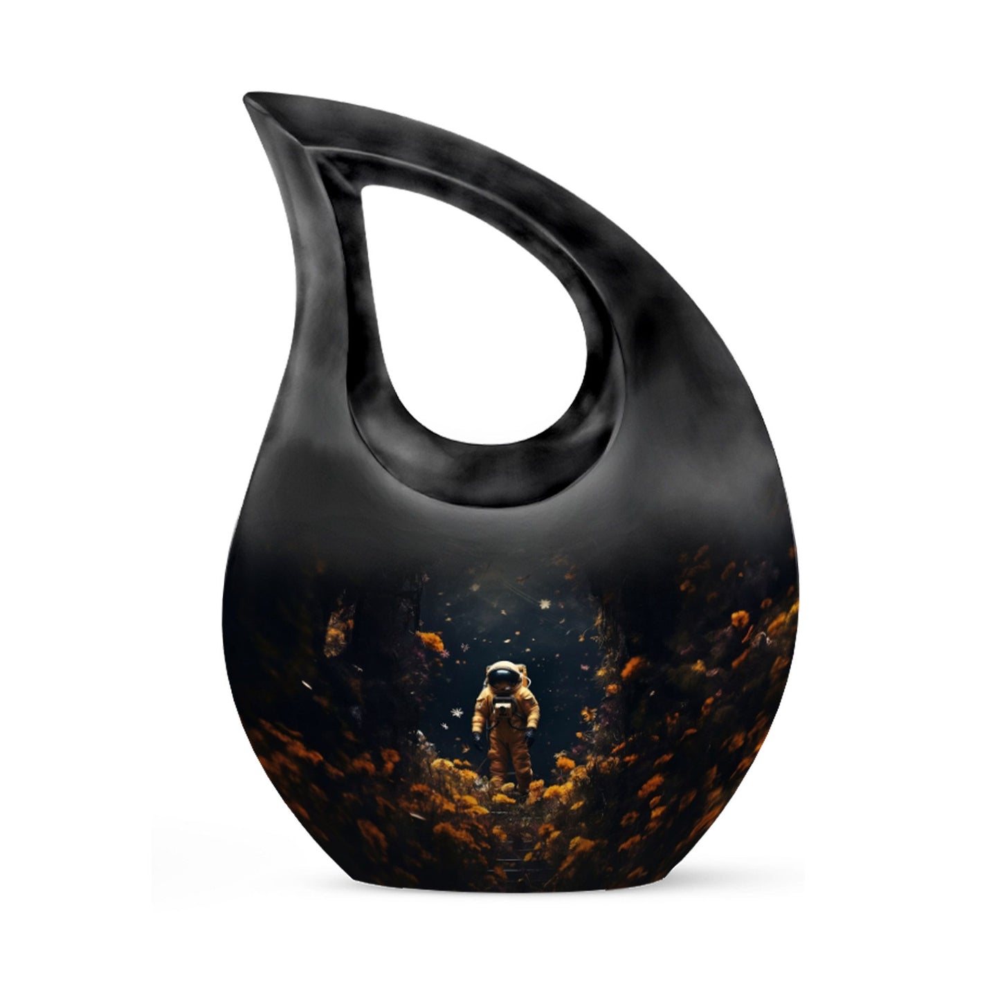 10-inch astronaut urn with cross drop design,