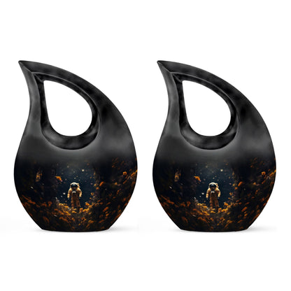 10-inch astronaut urn with cross drop design,