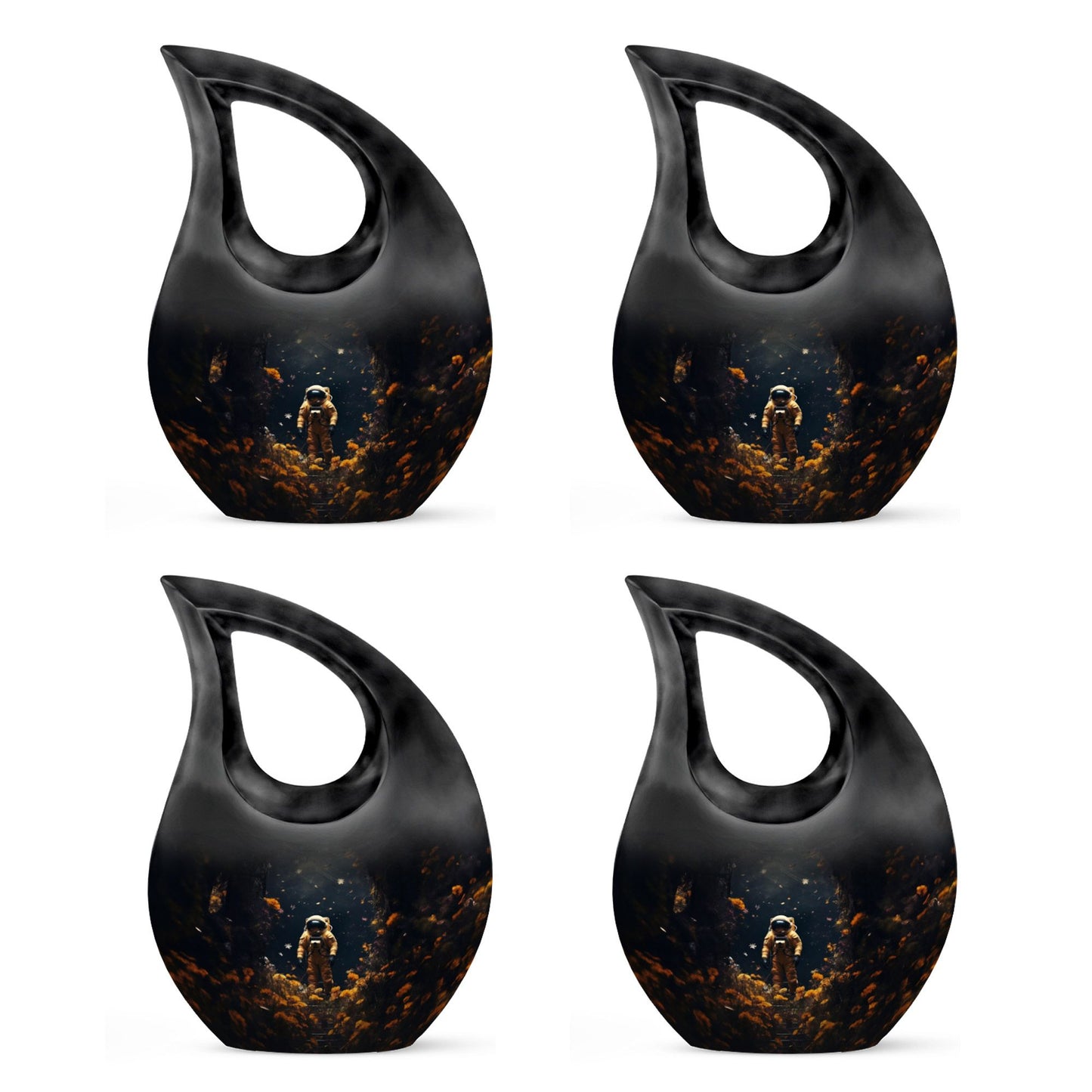 10-inch astronaut urn with cross drop design,