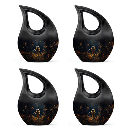 10-inch astronaut urn with cross drop design,