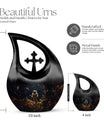 10-inch astronaut urn with cross drop design,