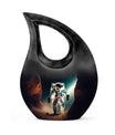 10-inch Astronaut-themed Marble Urn with Cross Drop design, customized engraving option