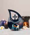 10-inch Astronaut-themed Biodegradable Urn with Cross Drop 