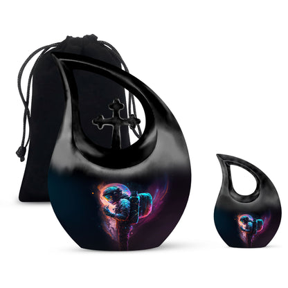10-inch Astronaut Urn with Cross Drop design, 