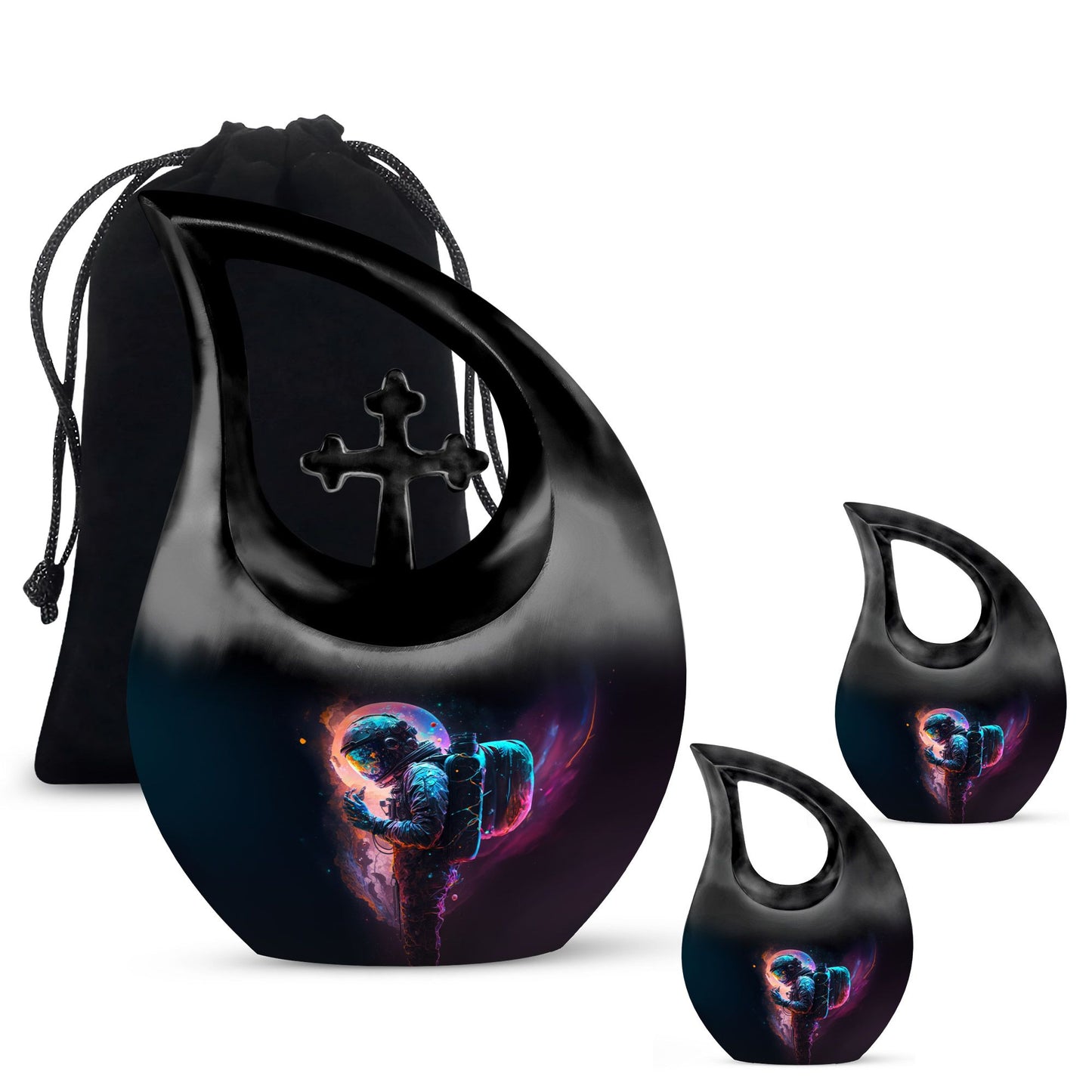 10-inch Astronaut Urn with Cross Drop design, 