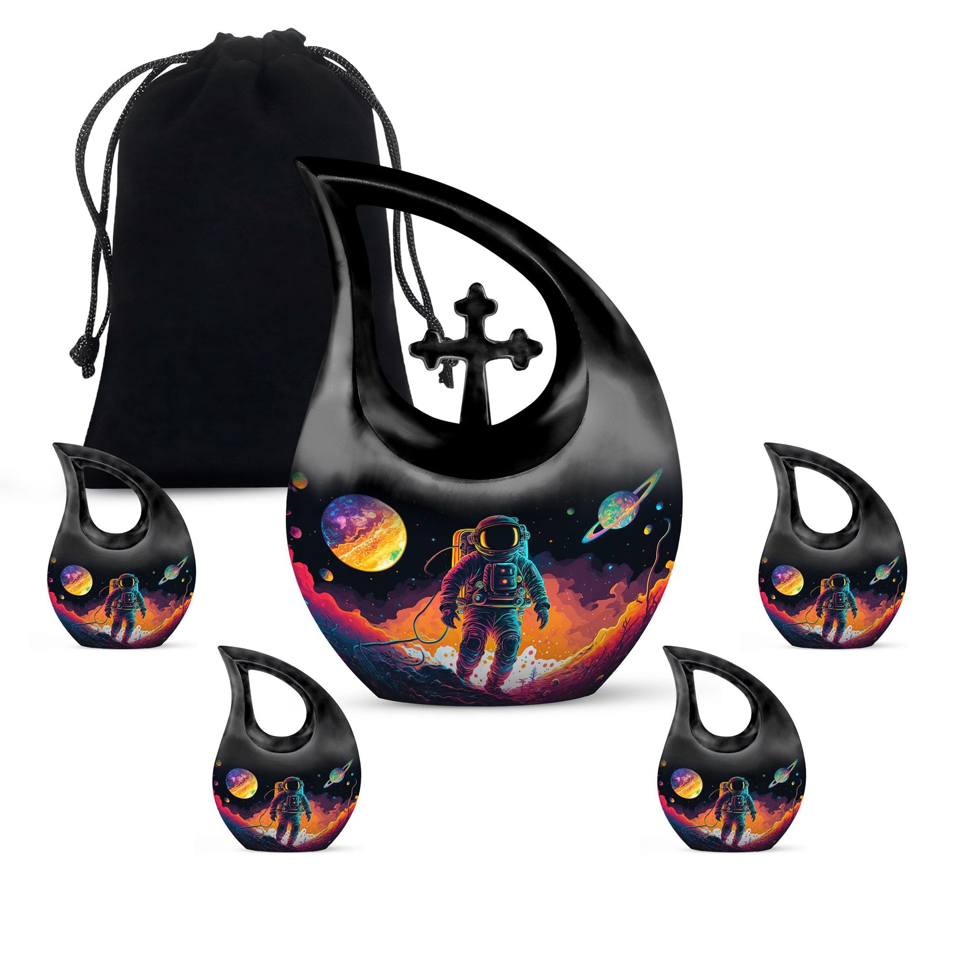 10-inch Astronaut-themed Cross Drop Memorial Urn 