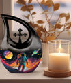 10-inch Astronaut-themed Cross Drop Memorial Urn 