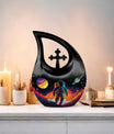 10-inch Astronaut-themed Cross Drop Memorial Urn 