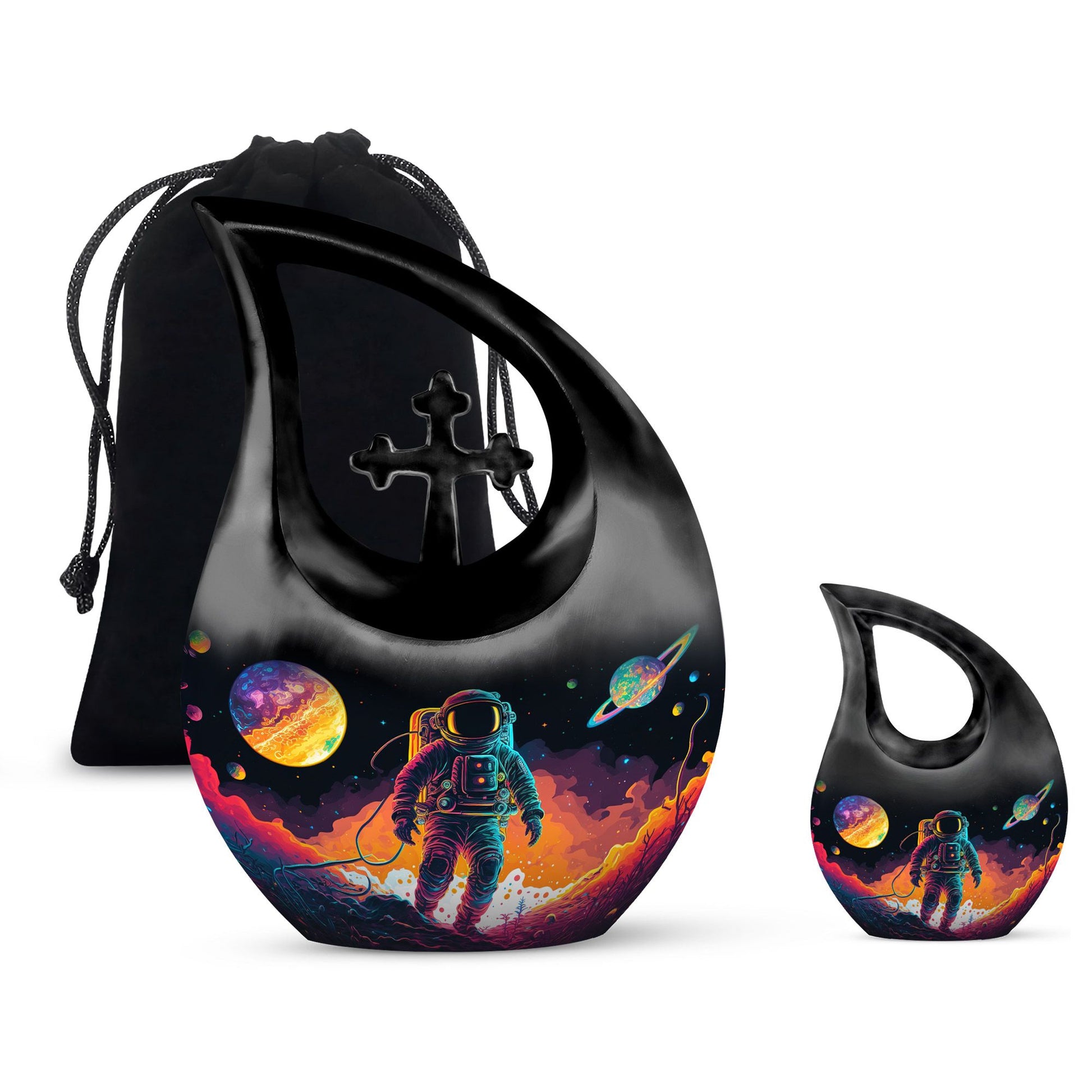 10-inch Astronaut-themed Cross Drop Memorial Urn 