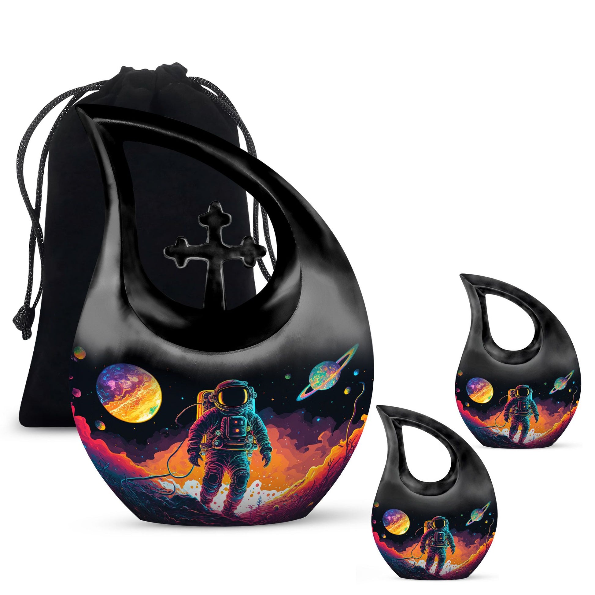 10-inch Astronaut-themed Cross Drop Memorial Urn 