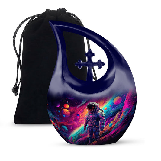 10-inch Astronaut Urn with Cross Drop design