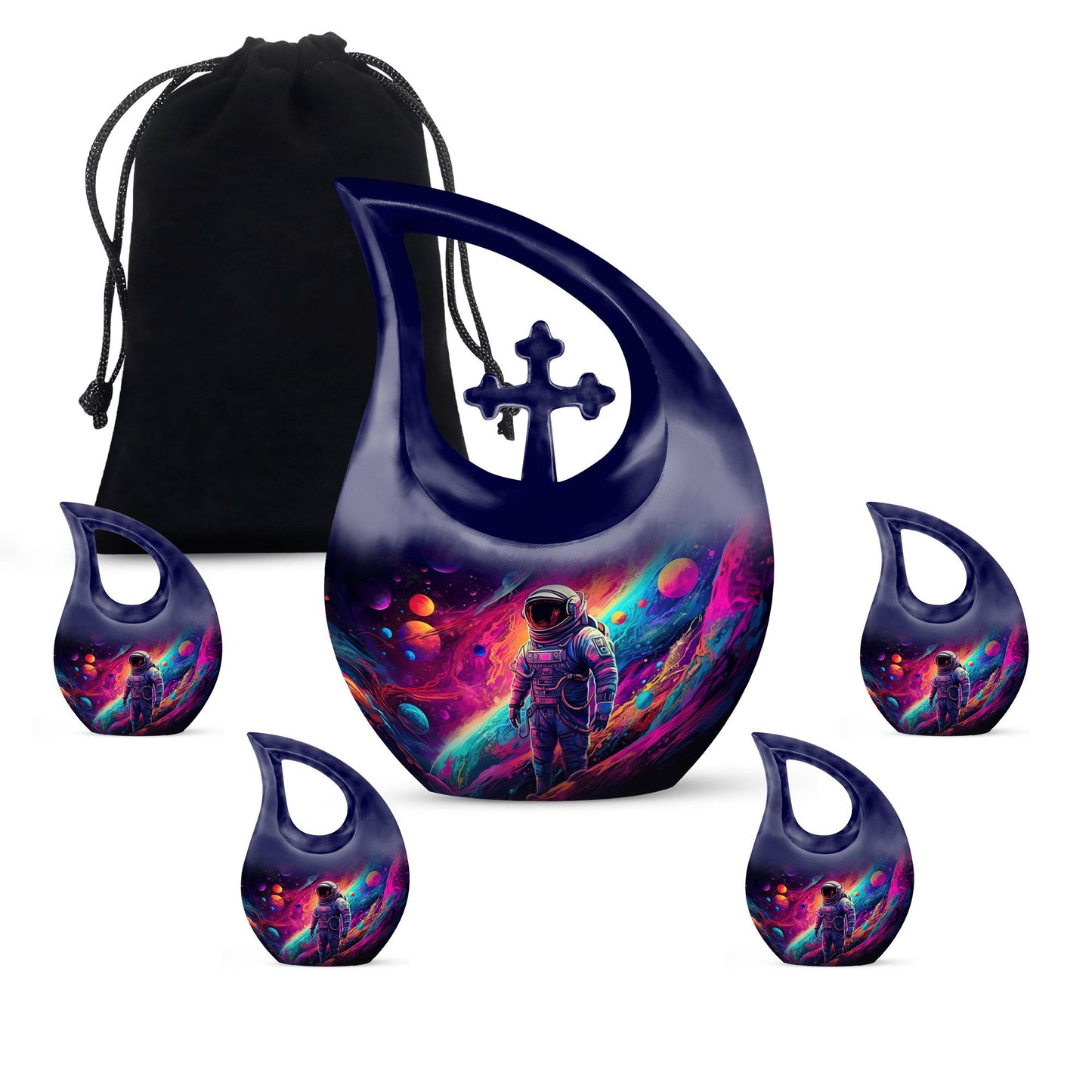 10-inch Astronaut Urn with Cross Drop design