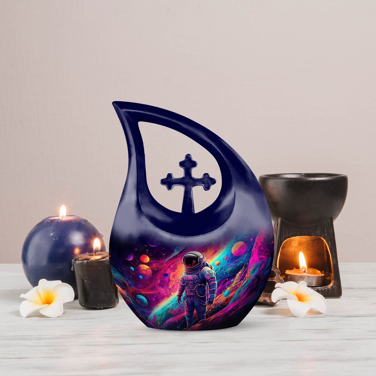 10-inch Astronaut Urn with Cross Drop design