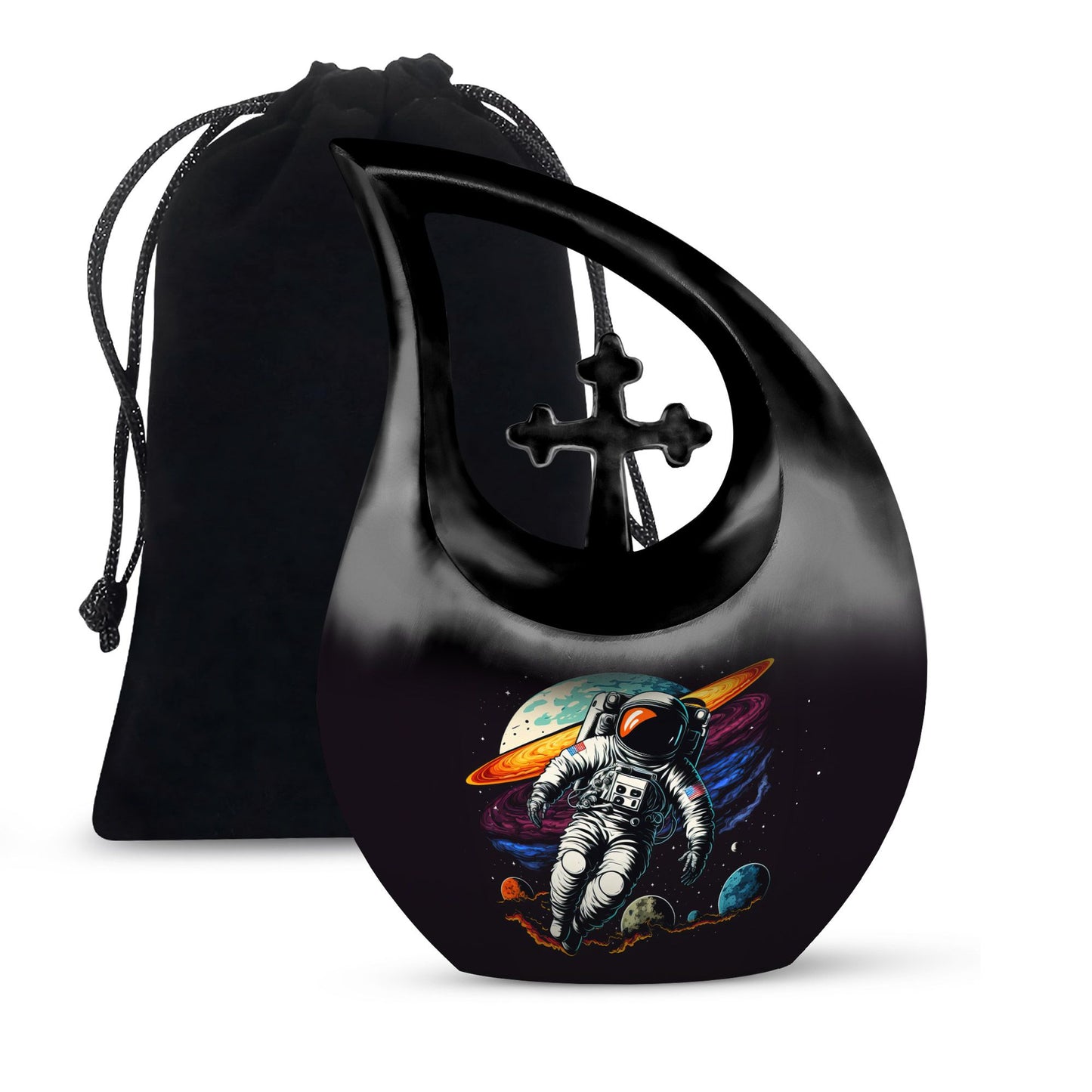 10-inch Astronaut urn featuring cross drop design, 