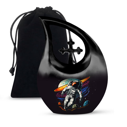 10-inch Astronaut urn featuring cross drop design, 