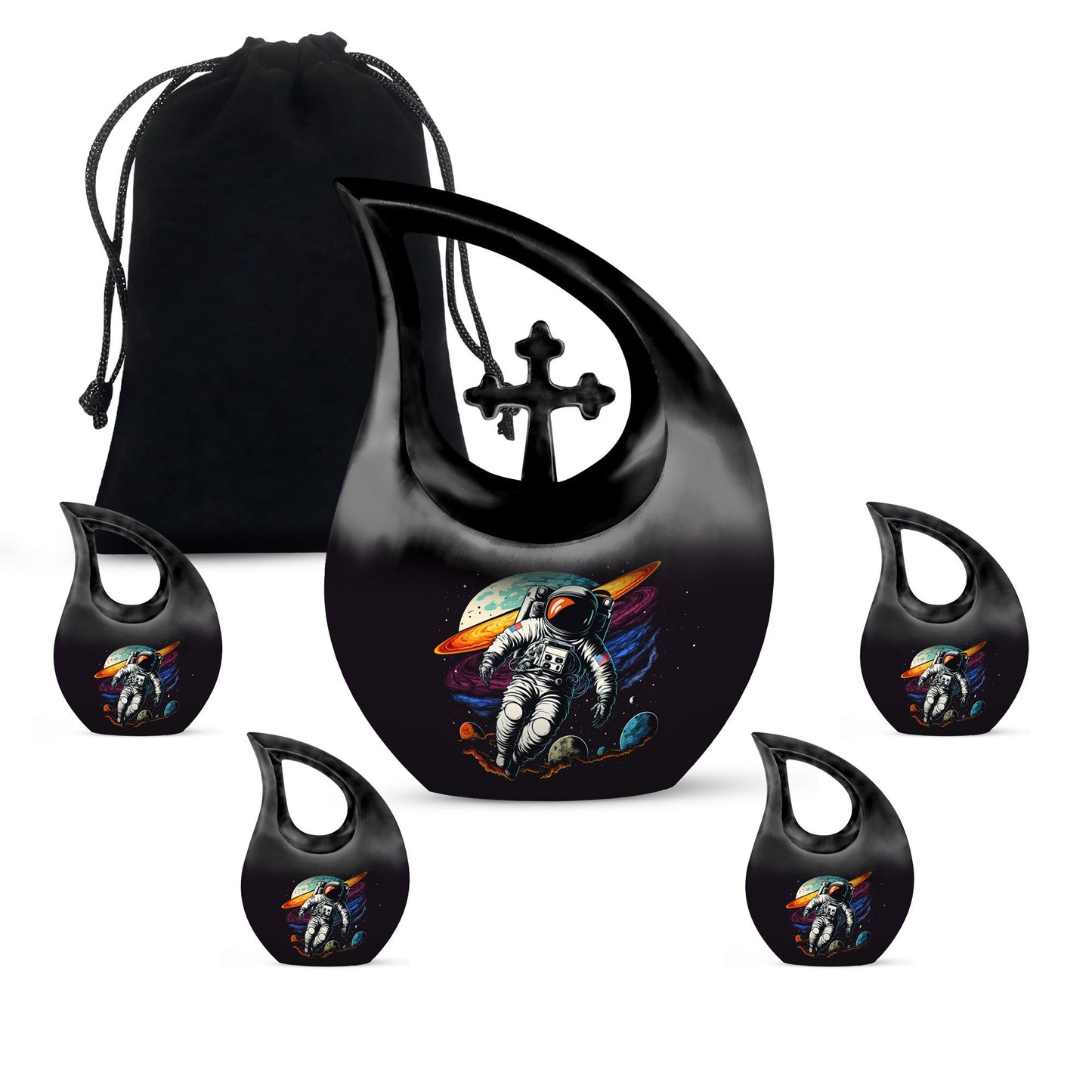 10-inch Astronaut urn featuring cross drop design, 