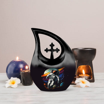 10-inch Astronaut urn featuring cross drop design, 
