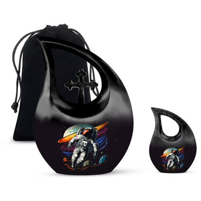 10-inch Astronaut urn featuring cross drop design, 