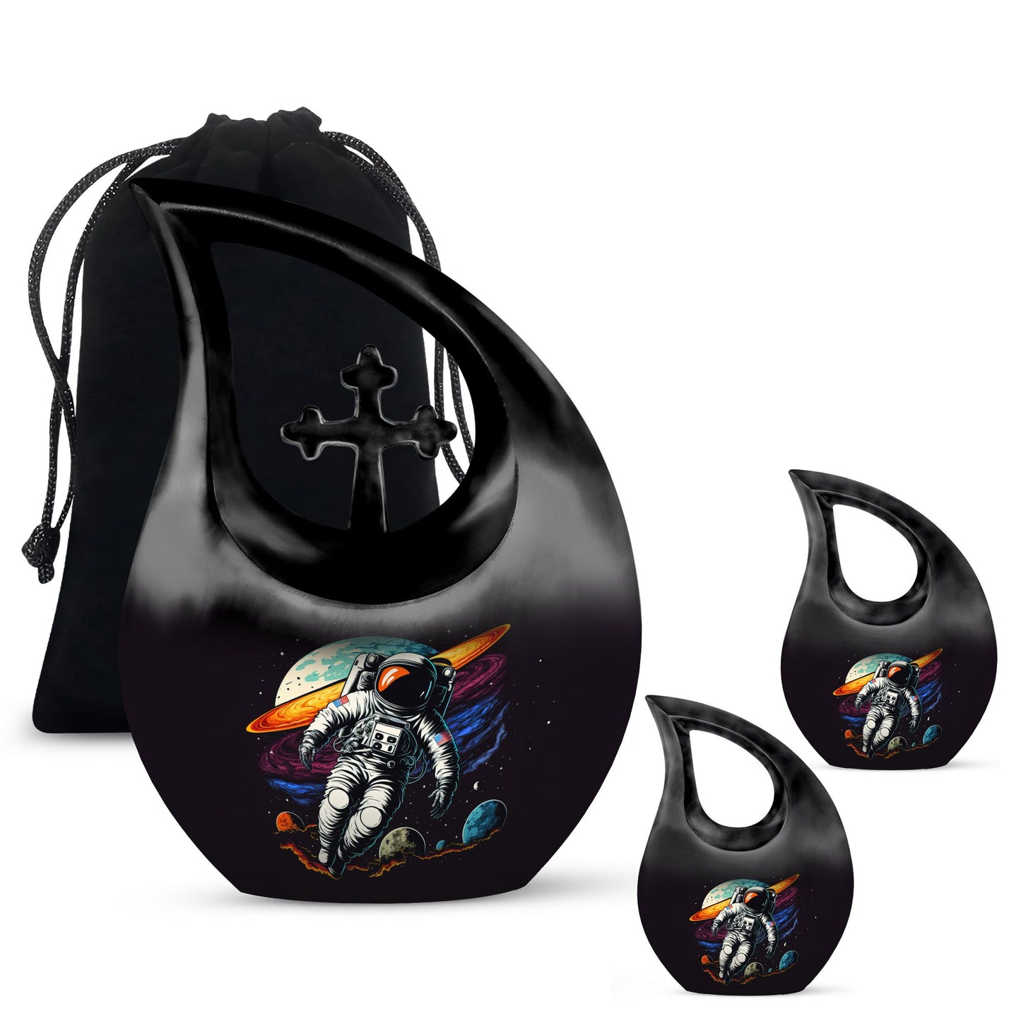 10-inch Astronaut urn featuring cross drop design, 