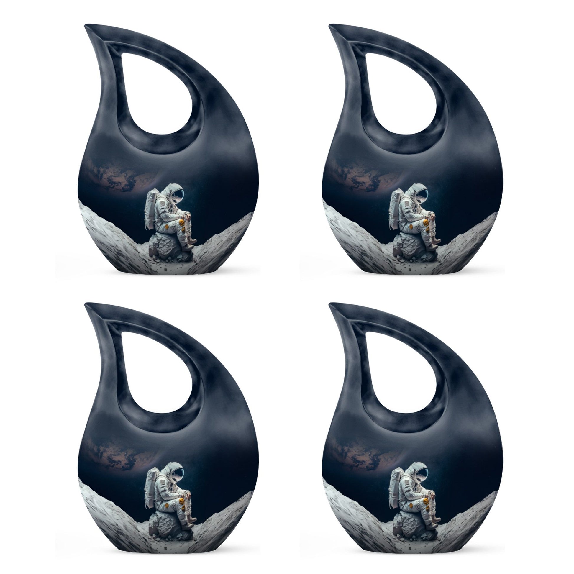 Astronaut themed, Cross Drop design, aluminum urn 